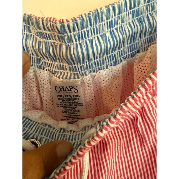 Men's Chaps Swimwear Red/White Seersucker Preppy Sz 2XL - Picture 4 of 5